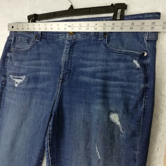 Lane Bryant Womens‎ Jeans Skinny Blue Dark Wash Distressed Whiskering Plus 20 - Picture 3 of 15